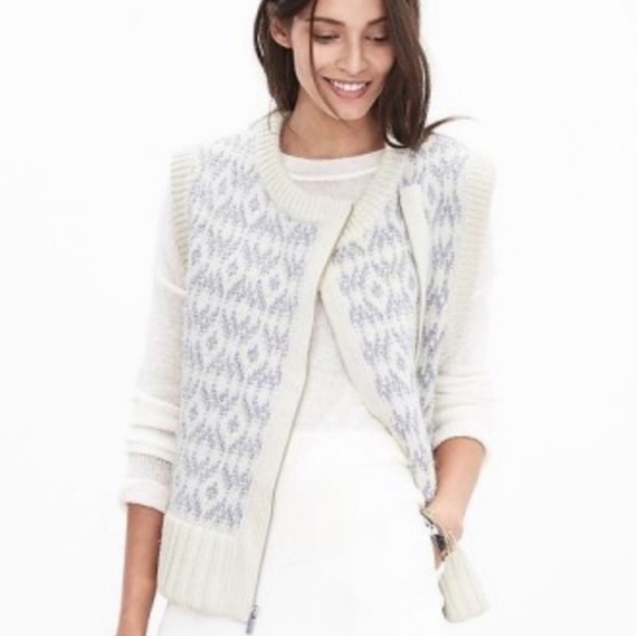 🆕 Banana Republic Italian Fair Isle Vest with Front Zipper Closure. Size Small - Picture 3 of 10